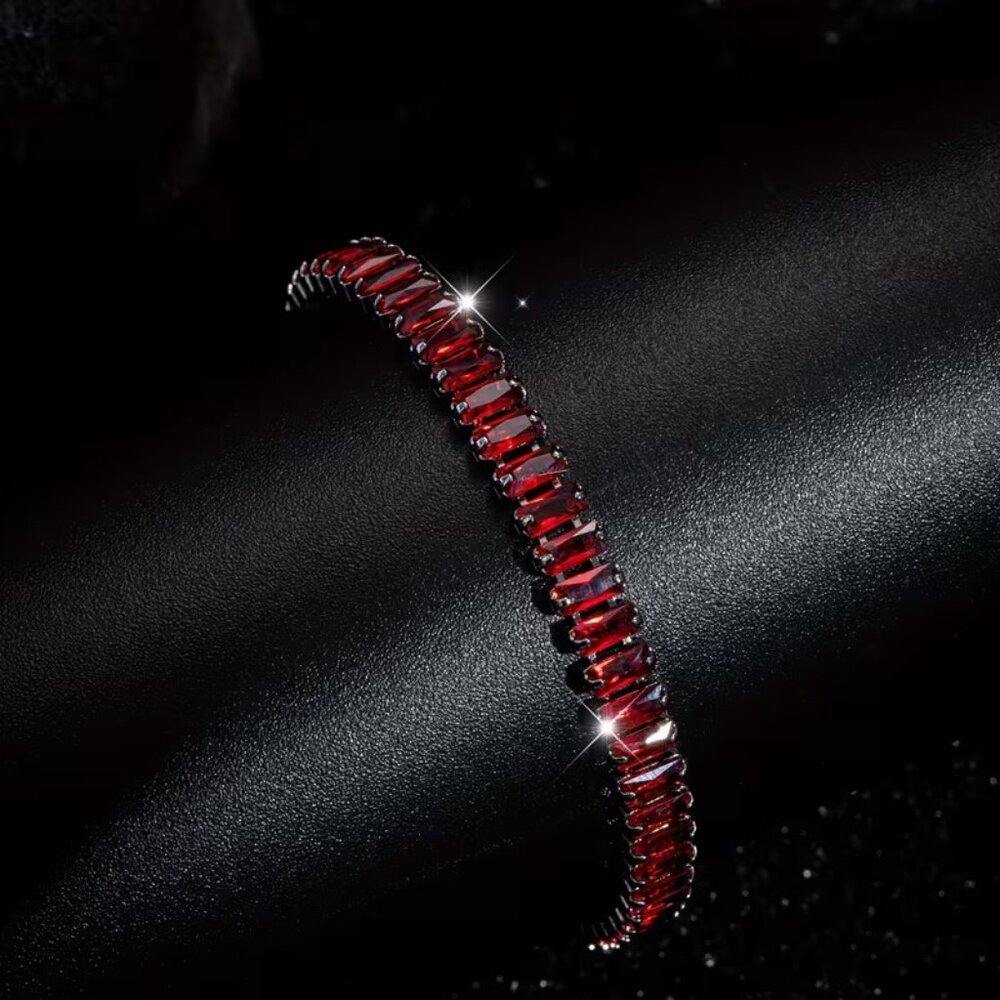 New Womens Ruby Cubic Zirconia Tennis Bracelet